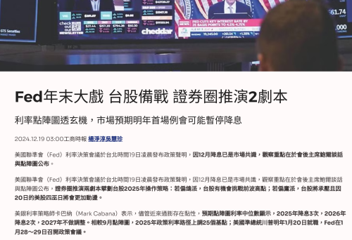 Fed降息減緩影響股市