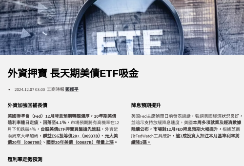 外資押寶長天期美債ETF