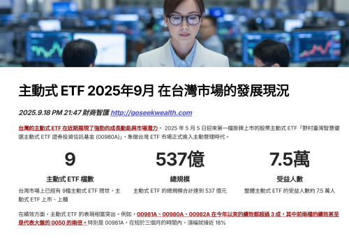 2025.9台灣主動式ETF