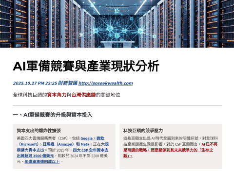 AI軍備競賽產業分析