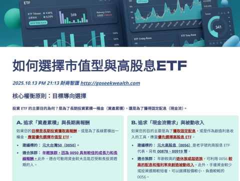 如何選擇市值與高股息ETF