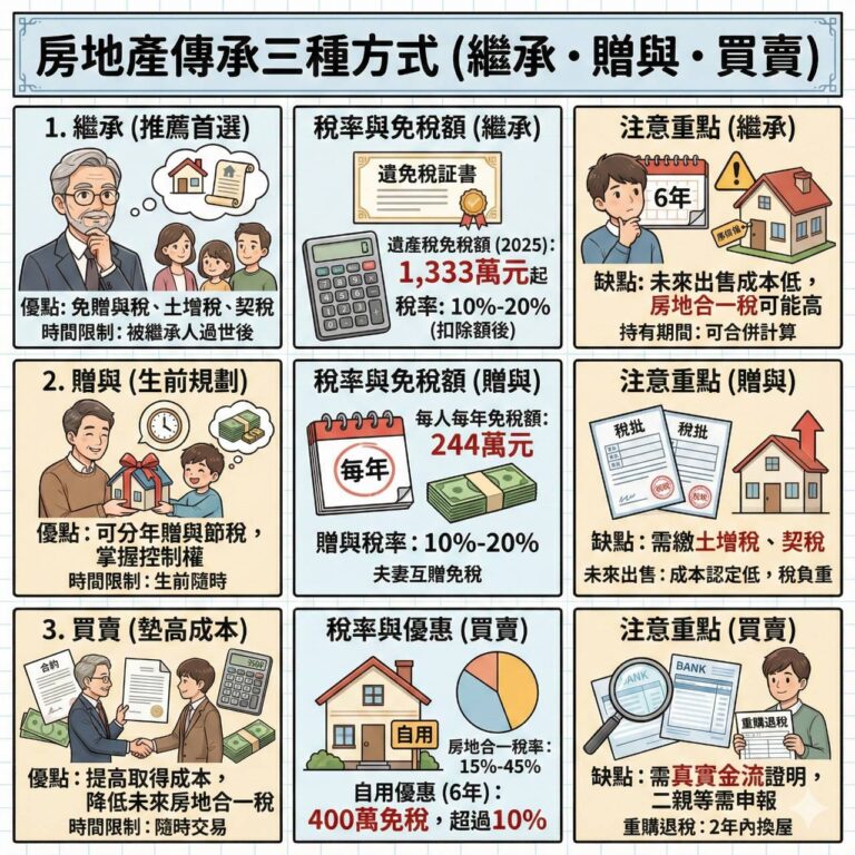 房地產繼承方式繼承贈與及買賣